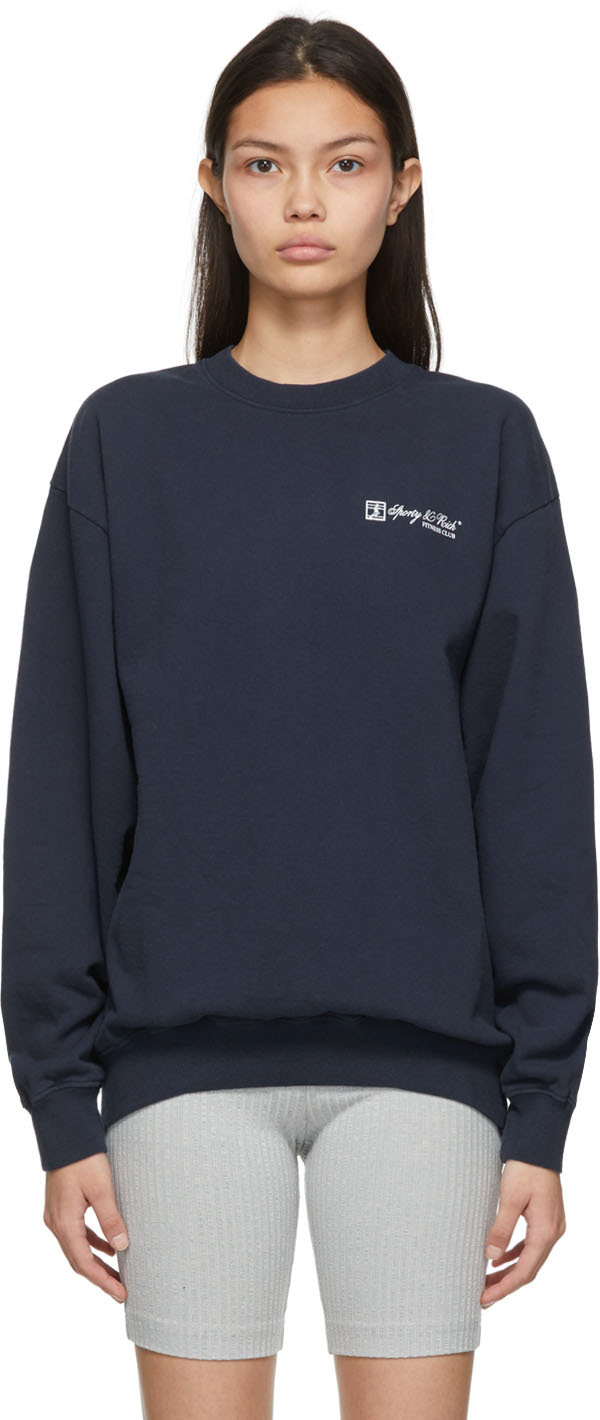 Navy 'Fitness Club' Sweatshirt by Sporty & Rich on Sale