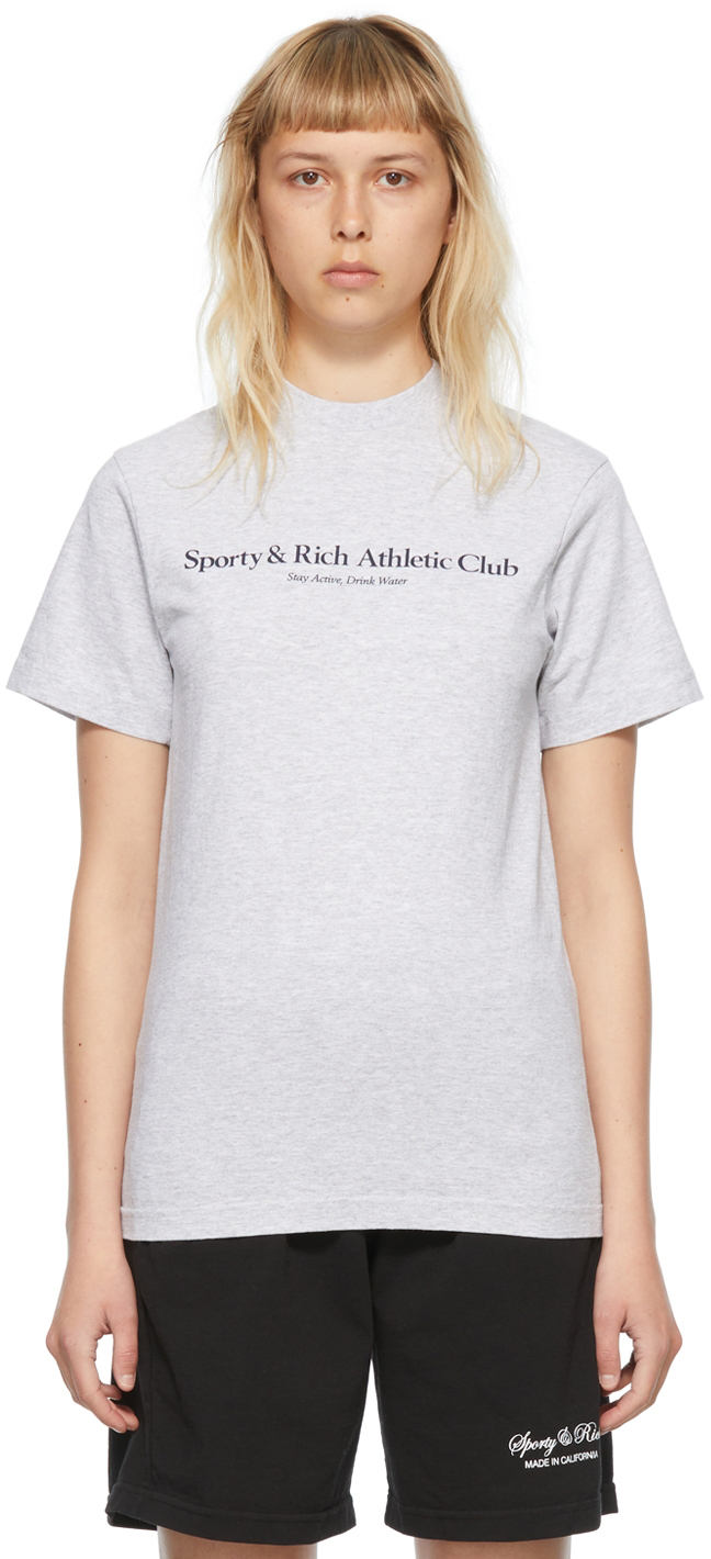 Sporty & Rich Grey Cotton T-Shirt