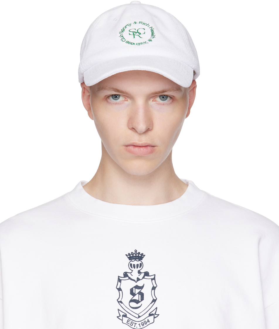 Sporty And Rich White Sponge Cap In White/kelly Green