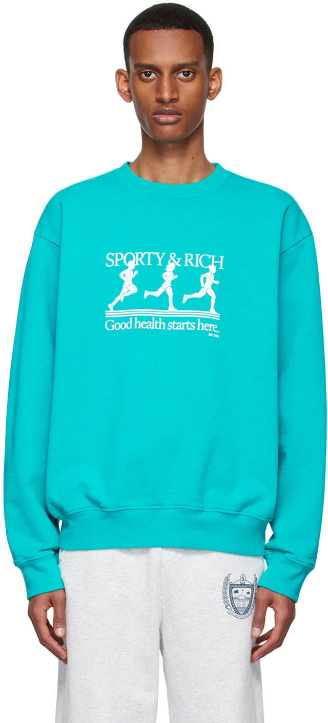 Sporty & Rich Green Cotton Sweatshirt