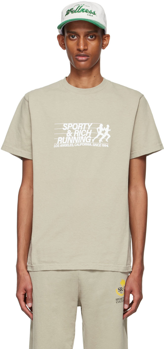 Sporty & Rich Taupe Cotton T-Shirt