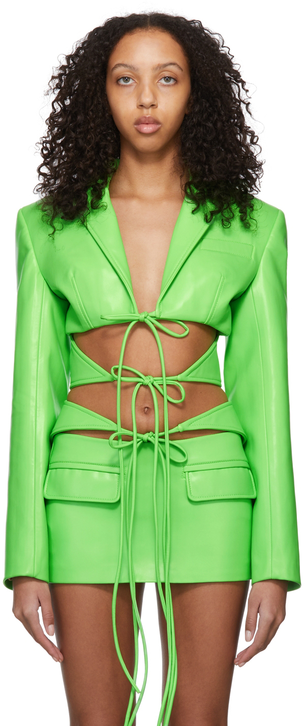 Lado Bokuchava Green Faux-Leather Shibari Blazer