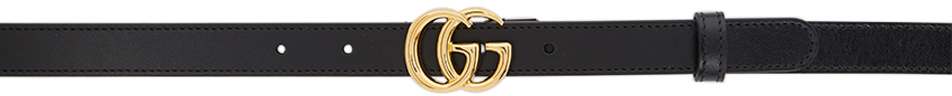 Black Thin GG Marmont Belt