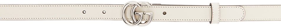Gucci White Thin GG Marmont Belt