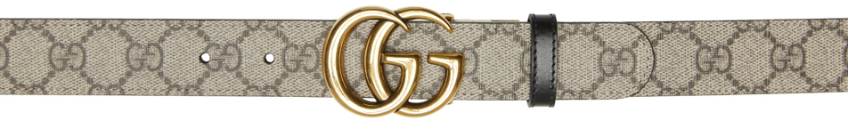 Reversible Black & Beige GG Marmont Belt