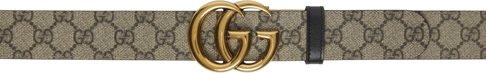 Gucci: Reversible Brown & Black Monogram Belt