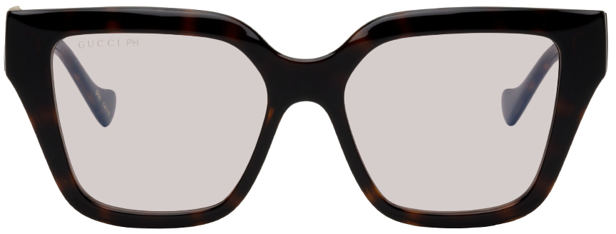 Gucci Tortoiseshell Injection Rectangular Glasses