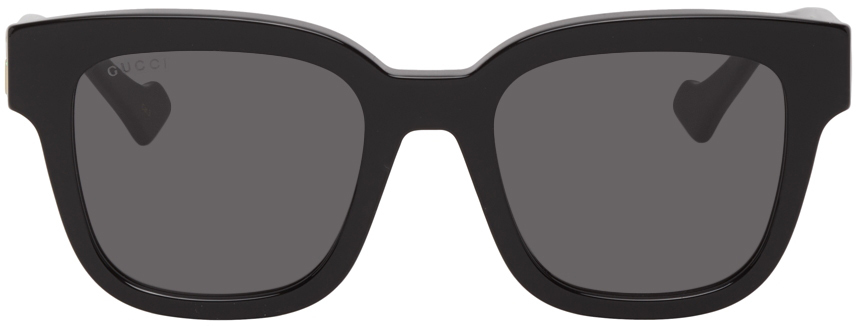 Gucci: Black Rectangular Sunglasses 