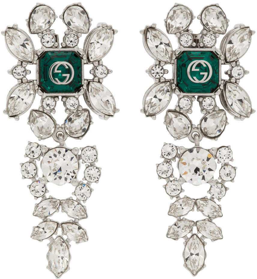 gucci silver interlocking g earrings