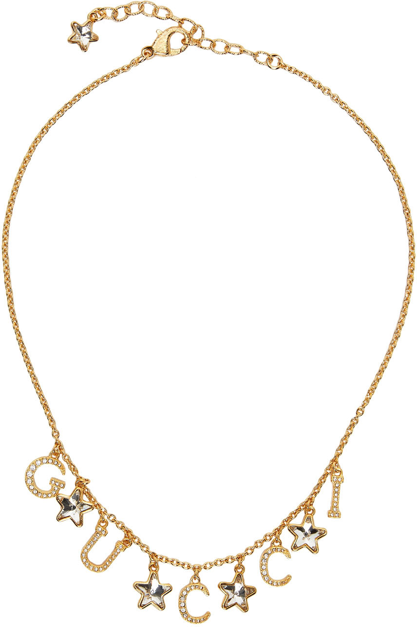 Gucci Gold Script Charm Necklace