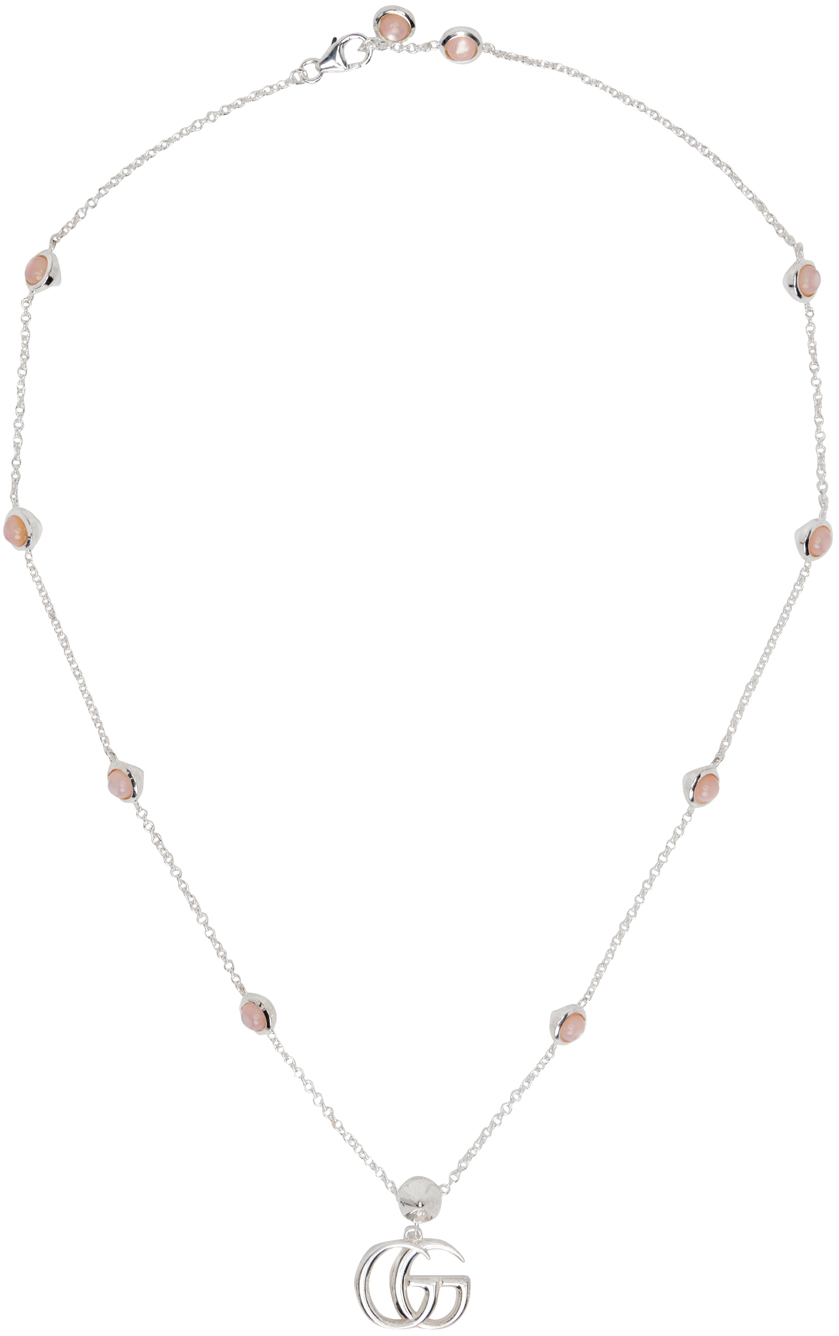 Gucci: Silver Pendant Double G Necklace | SSENSE