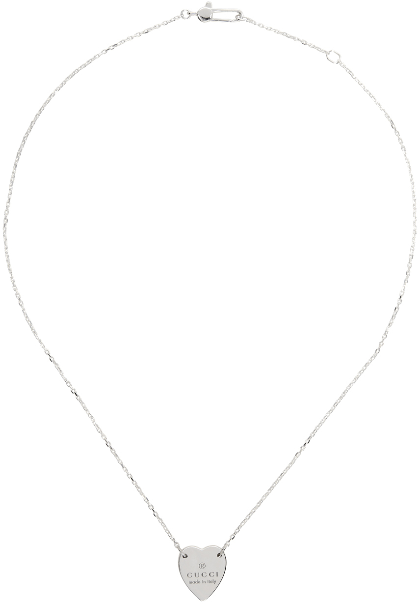 Gucci: Silver Trademark Heart Necklace | SSENSE