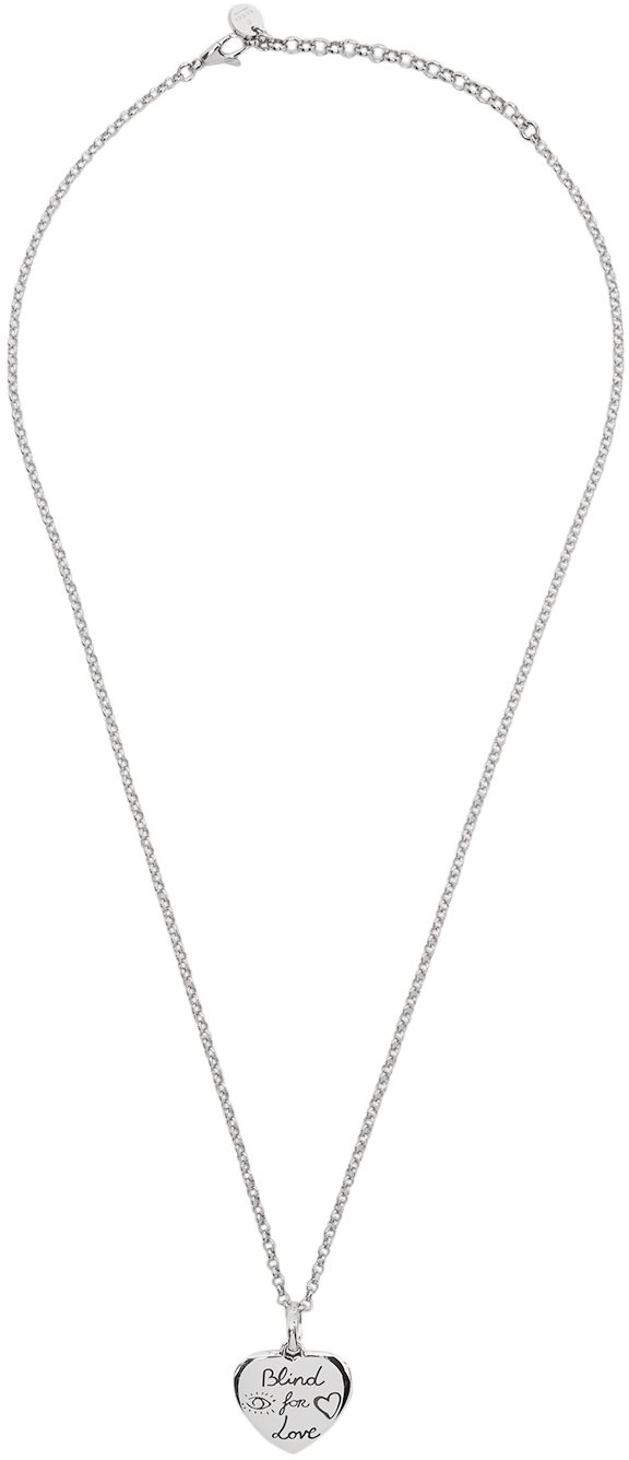 Gucci: Silver 'Blind For Love' Necklace | SSENSE