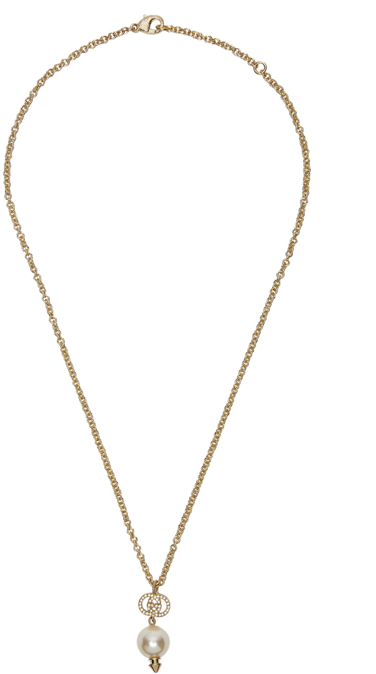 Gucci Gold Pearl Interlocking G Necklace