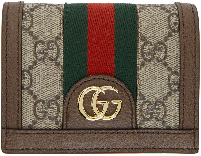 Gucci Beige GG Supreme Ophidia Bifold Card Holder
