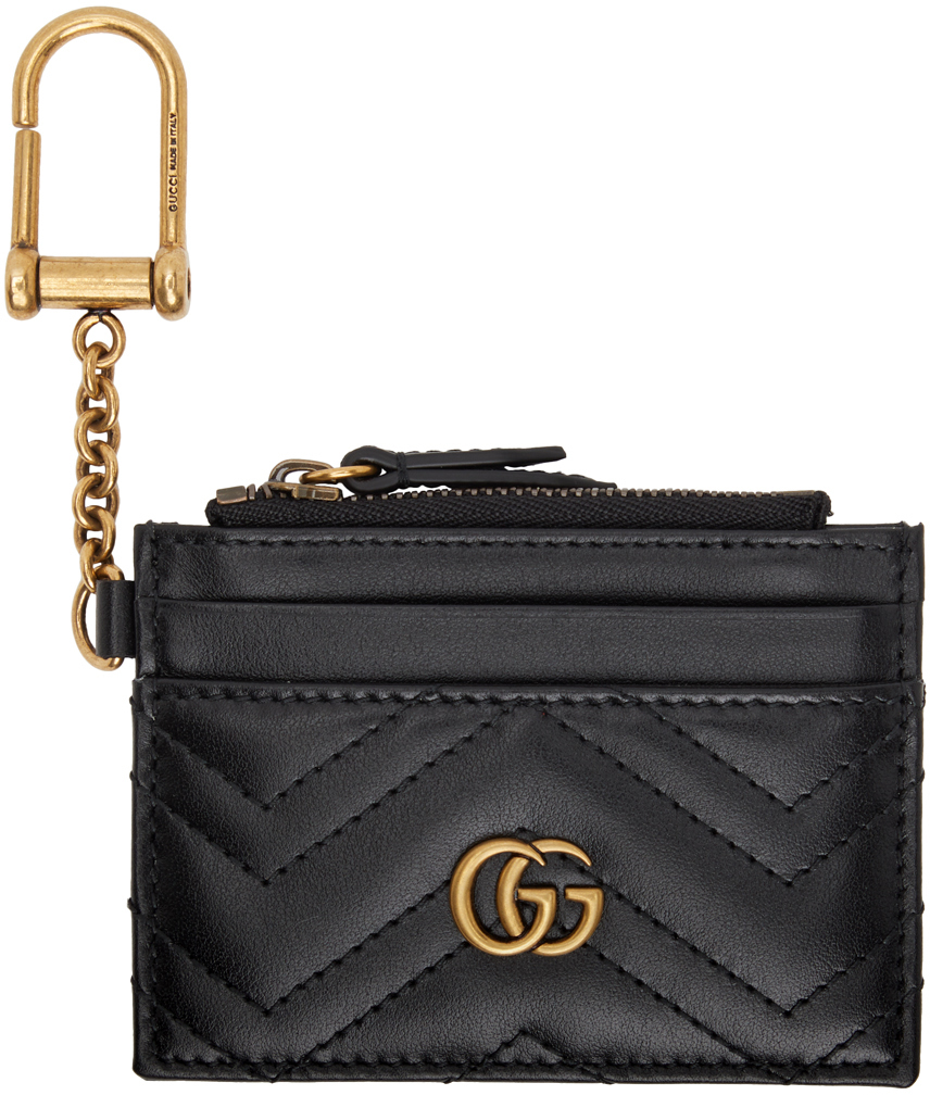 Black GG Marmont 2.0 Quilted Card Holder