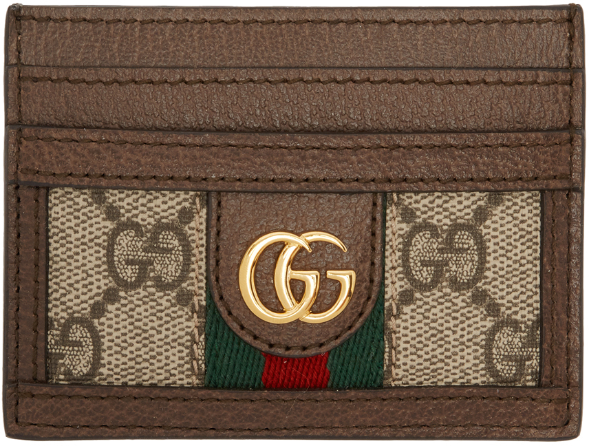 Brown Ophidia GG Card Holder