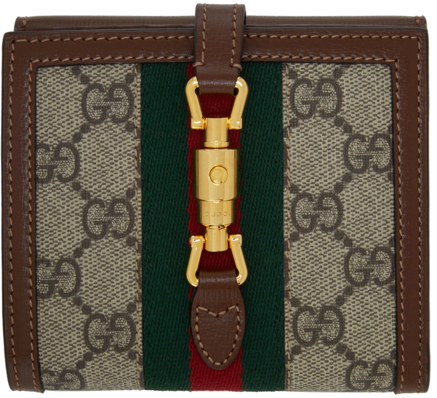 Gucci Beige & Brown Jackie 1961 Flap Wallet