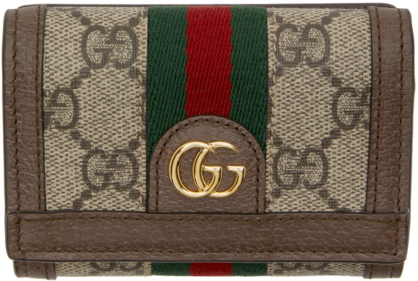 Gucci Beige GG Ophidia Flap Wallet