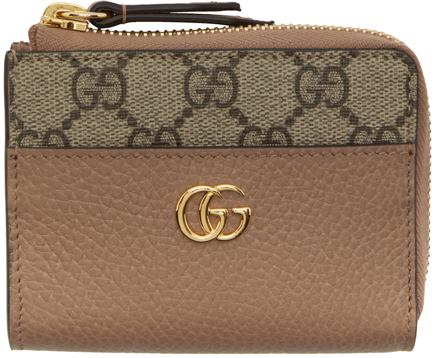 Gucci Pink & Beige Mini GG Marmont Wallet