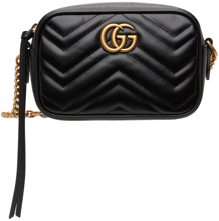 Gucci Mini gg Marmont 2.0 Leather Camera Bag in Black