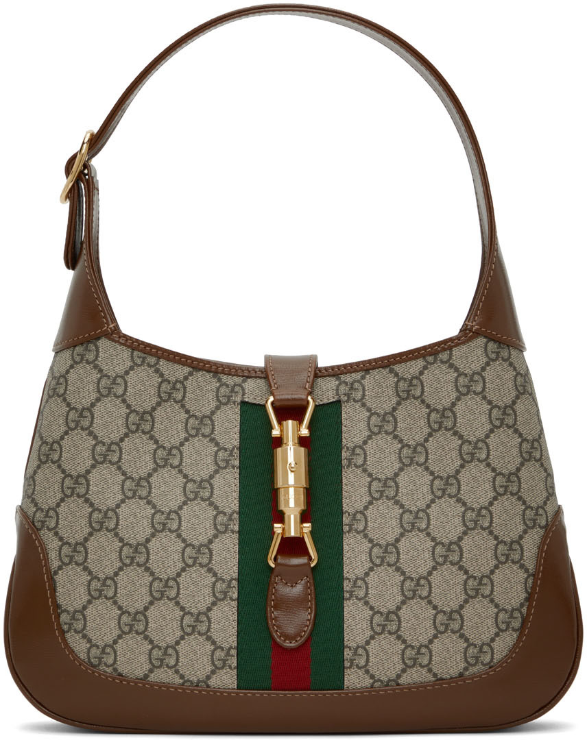 Gucci Beige & Brown GG Supreme Small 'Jackie 1961' Bag