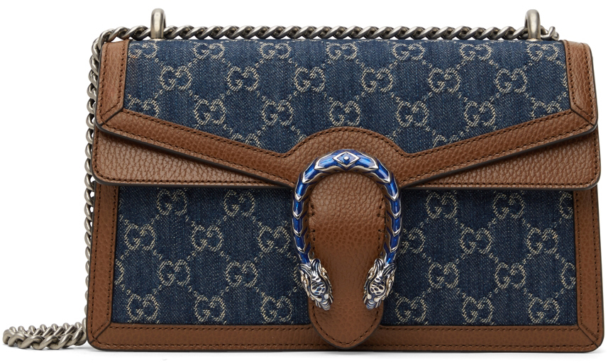 Gucci Blue & Brown Denim Small Dionysus Bag