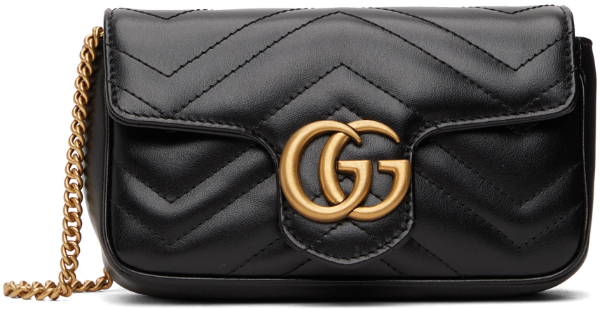 Gucci: Black Super Mini GG Marmont Bag | SSENSE