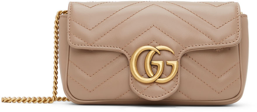 GG Marmont Super Mini Shearling Shoulder Bag in Orange - Gucci