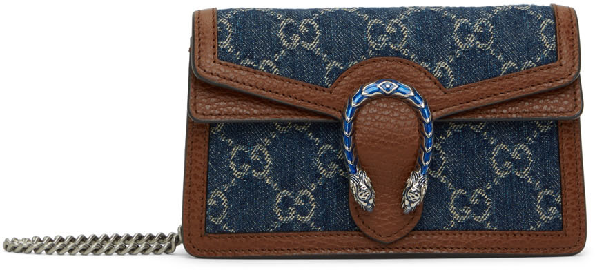 Gucci Dionysus GG Denim Wallet On Chain in Blue