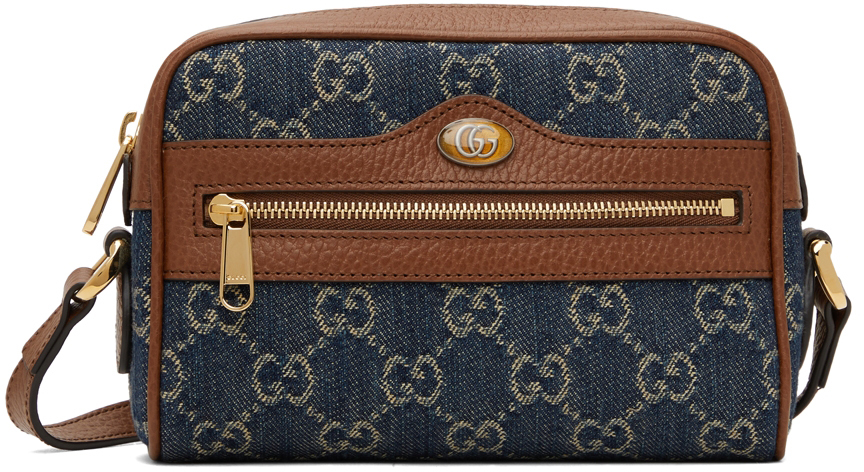 blue and brown purse