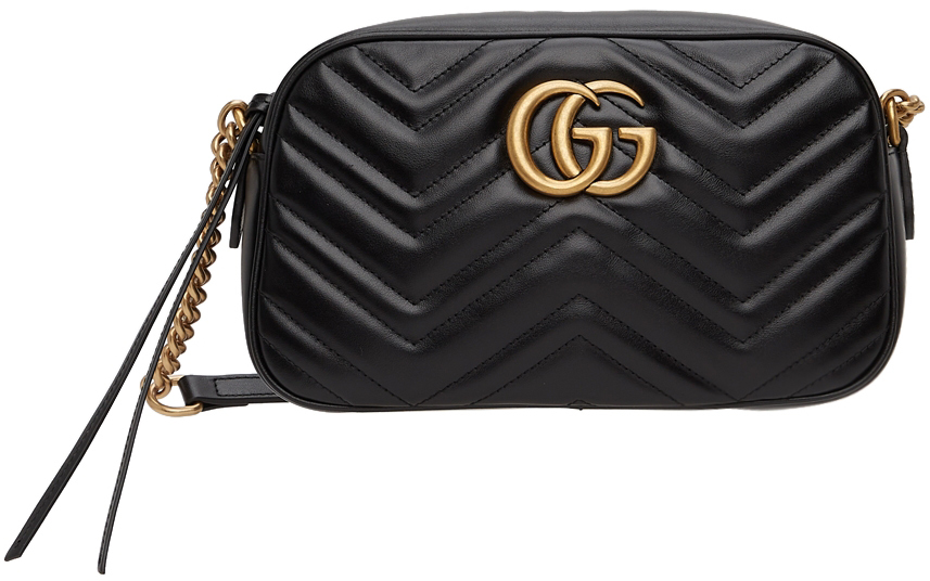 GUCCI Gg Marmont Small Leather Shoulder Bag Black