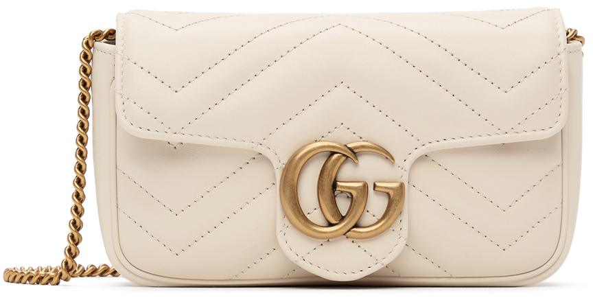 Gucci: White Super Mini GG Marmont Bag | SSENSE Canada