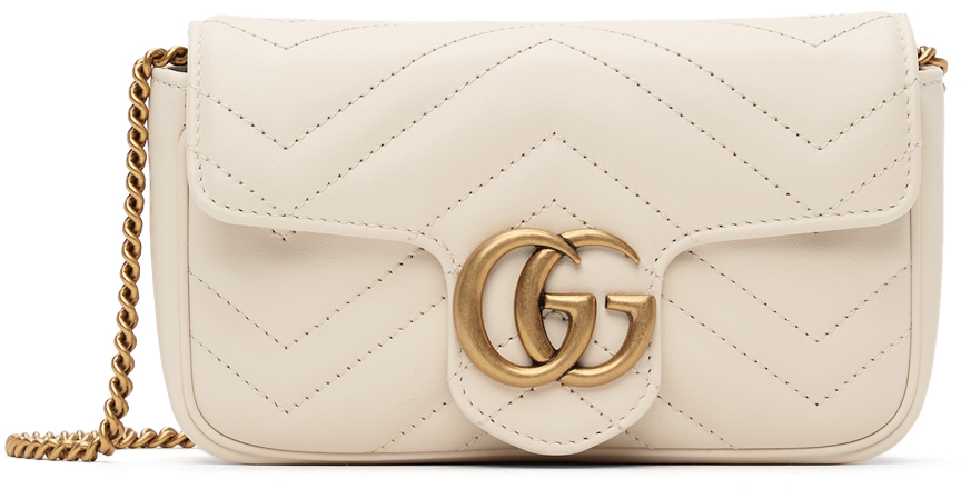 GG Marmont Super Mini Shoulder Bag in White - Gucci