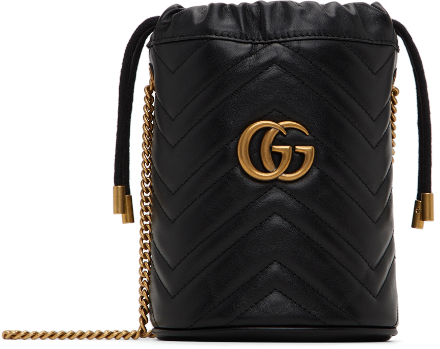 Gucci Black Mini GG Marmont Bucket Bag