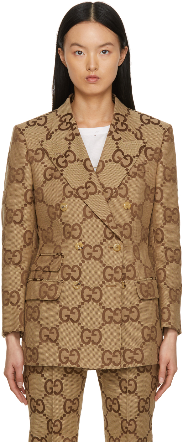 GG Jacquard Double Breasted Blazer in Pink - Gucci