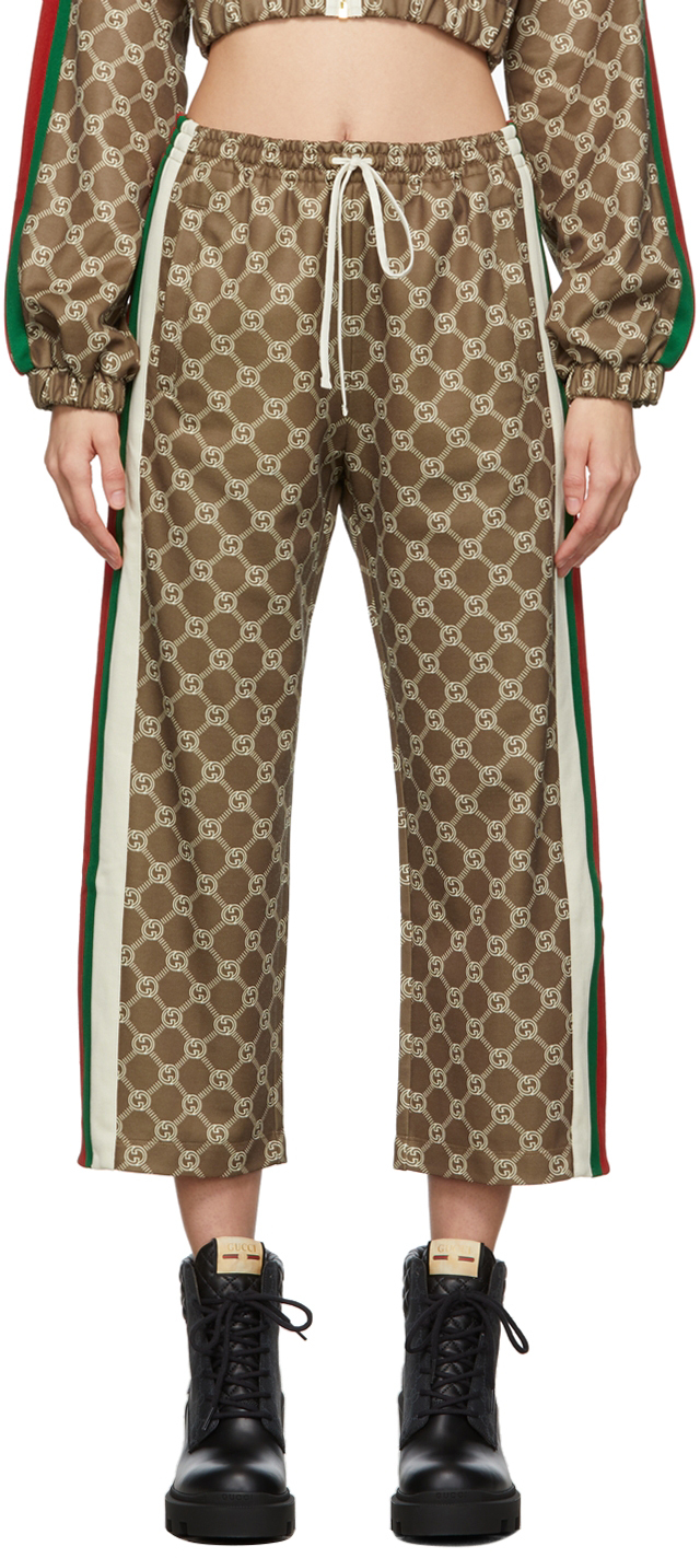 Gucci Burgundy Silk Gg Supreme Lounge Pants In Pink Multi | ModeSens