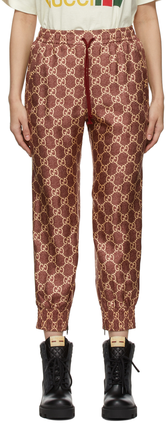 Burgundy Silk GG Supreme Lounge Pants