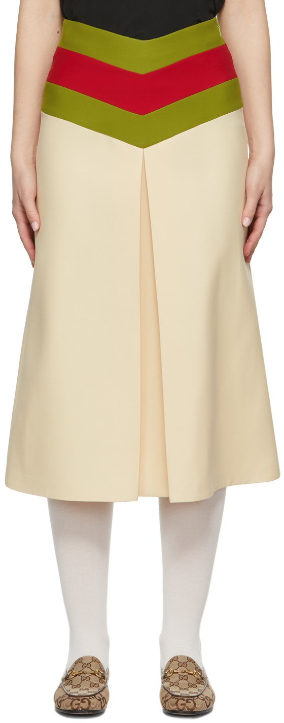Gucci Beige Chevron Cady Skirt