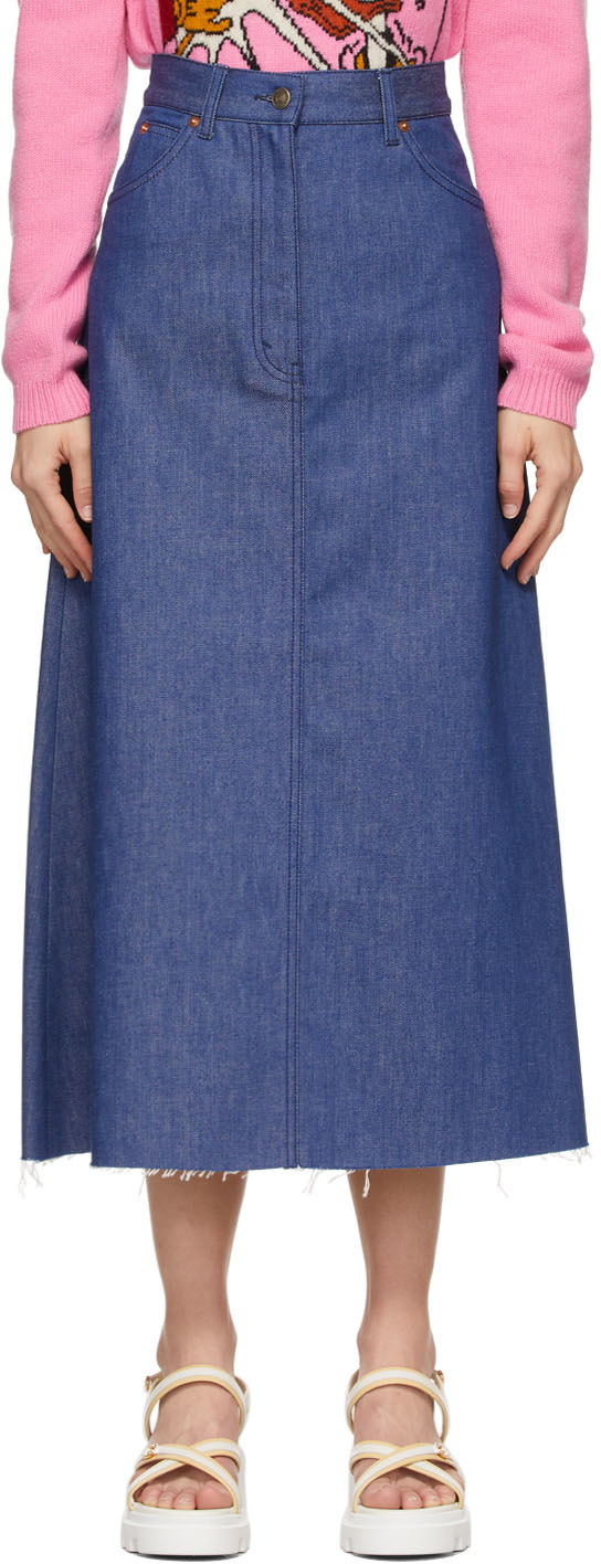 Gucci: Blue Denim Skirt | SSENSE