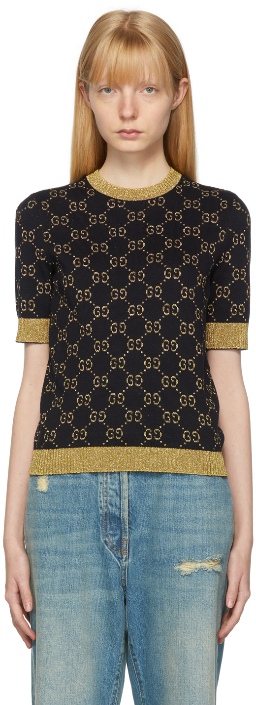 Gucci: & Gold Lurex GG Sweater SSENSE