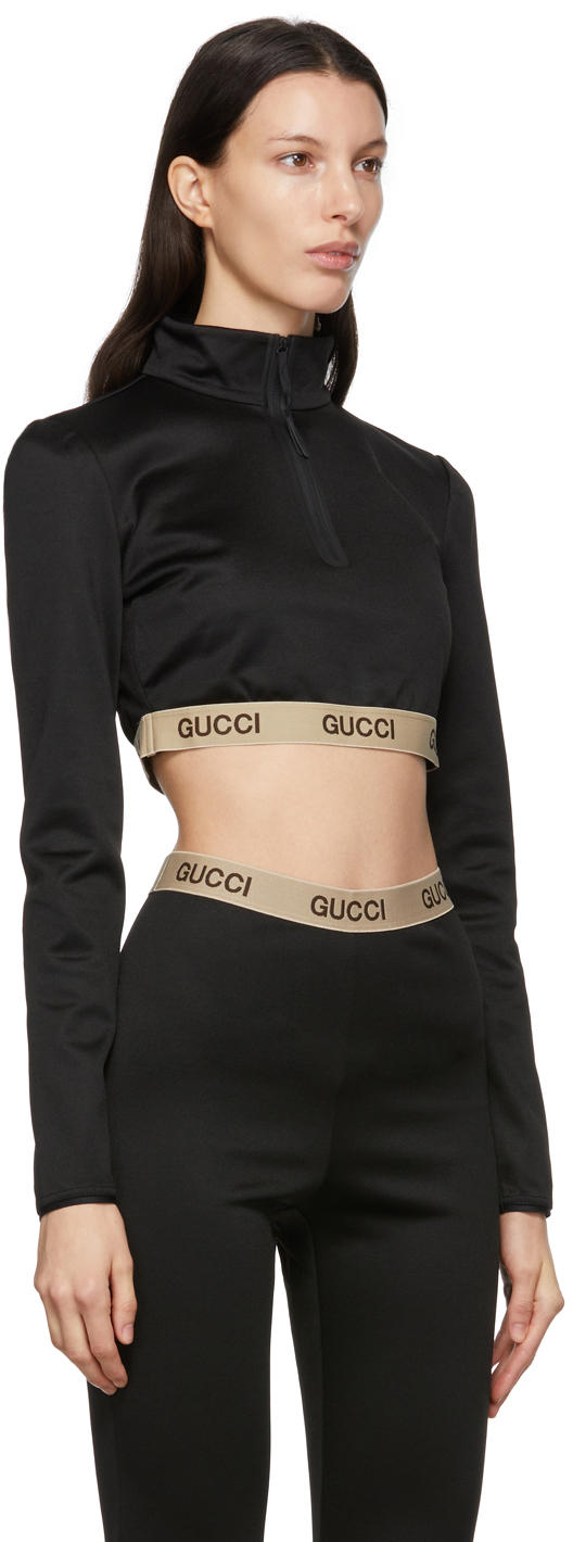 Gucci The North Face Cropped Cotton-blend Tech-jersey Sweatshirt - Black