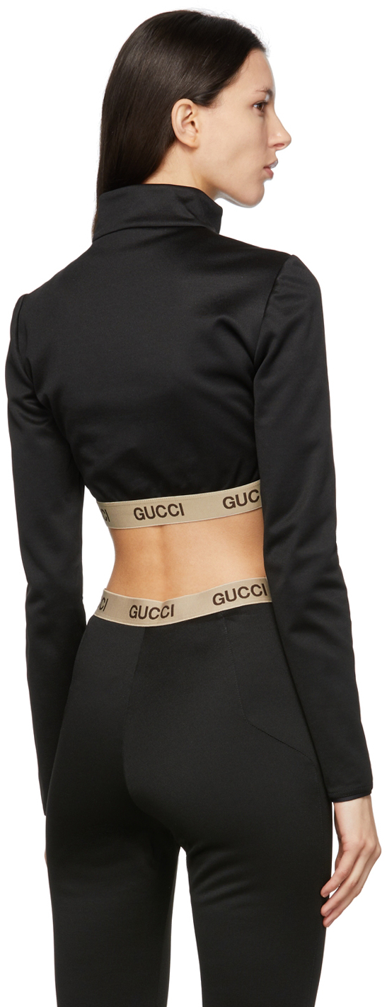 Embellished Boucle Crop Top in Black - Gucci