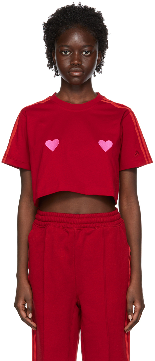 Adidas X Ivy Park Red Cotton T-shirt In Power Red