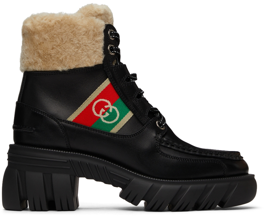 Gucci Black Interlocking G Stripe Boots