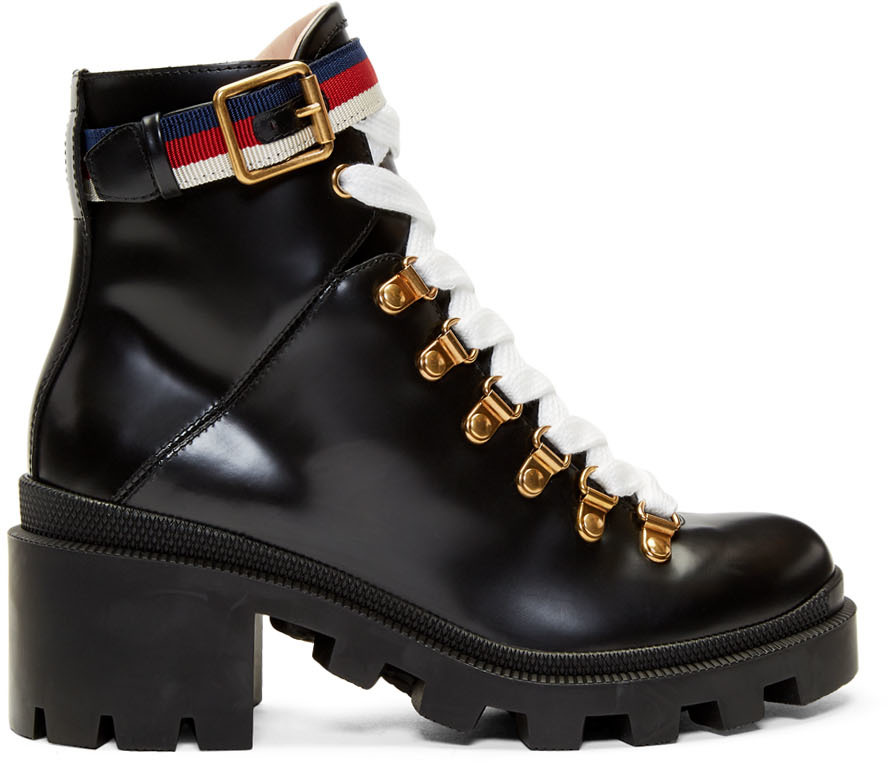 Gucci Black Leather Sylvie Boots