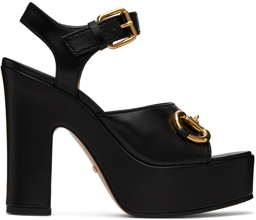 Gucci: Black Horsebit Sandals | SSENSE