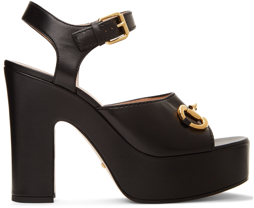 Gucci Black Platform Heeled Sandals