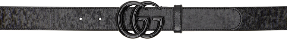 Ssense Uomo Accessori Cinture e bretelle Cinture Black GG Marmont Thin Belt 