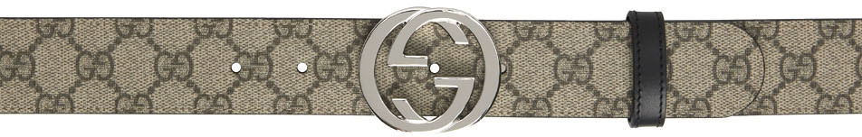 Ssense Uomo Accessori Cinture e bretelle Cinture Reversible Black & Beige GG Marmont Belt 